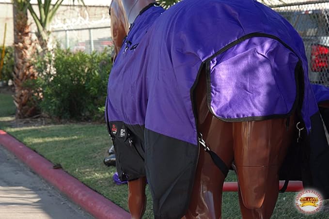 HILASON 1200D Winter Waterproof Poly Horse Turnout Blanket Belly Wrap Purple | 75 in