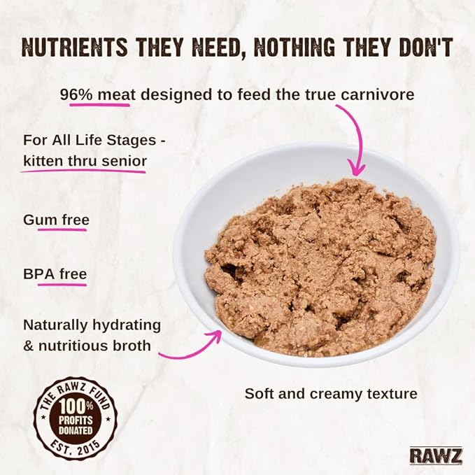Rawz Natural Premium Pate Canned Cat Wet Food - Made with Real Meat Ingredients No BPA or Gums - 5.5oz Cans 24 Count (Turkey & Turkey Liver)