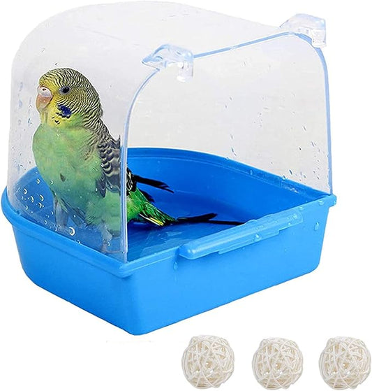 Tfwadmx Bird Cage Bath Parrot Bath Box Accessory Supplies Hanging Bathing Tub for Small Birds Canary Budgies Cockatiel Lovebirds