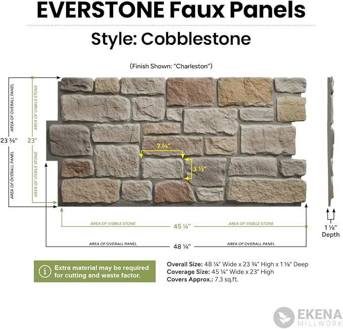 EverStone Cobblestone Faux Stone Panel, Arizona Desert Color