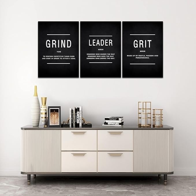 Motivational Grind Grit Leader Wall Art, Canvas Painting Wall Decor