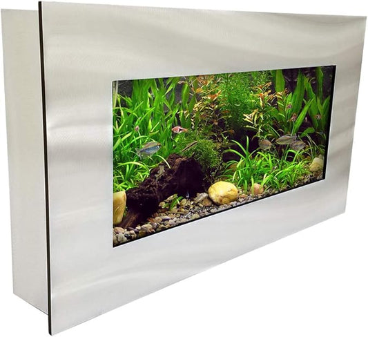 Aussie Aquariums AA-MINIVIEW-BSILVER 2.0 Wall Mounted Aquarium, Brushed Silver