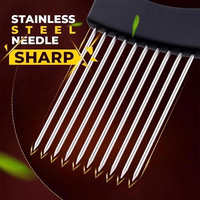 2PCS Stainless Steel Onion Slice Holder, 2024 New Onion Holder for Slicing, ultifunctional Fruit Egg Slicer Onion Pin Slicer Loose Meat Pin, Kitchen Chopper Slicing Tool for Onion Potato Lemon