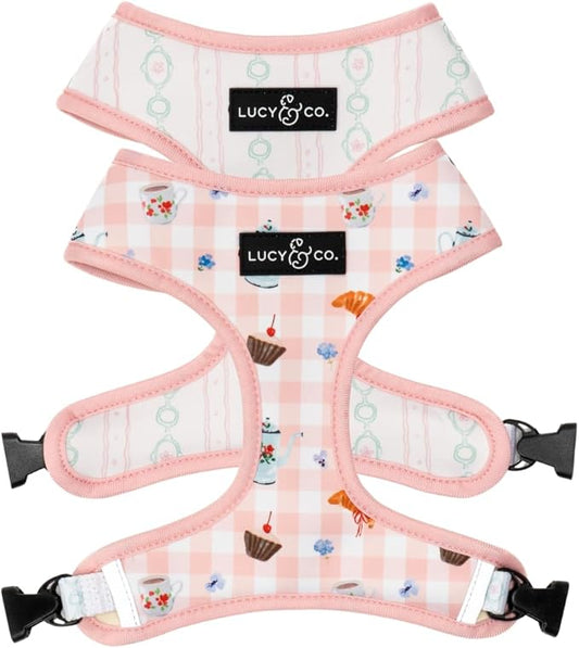 Lucy & Co. Sipping Slowly Reversible Dog Harness, Adjustable Comfort Fit with Dual Leash Attachments, X-Small