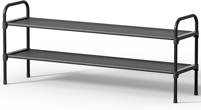 Extra-Long 2-Tier Shoe Rack, 39 in Wide – Black