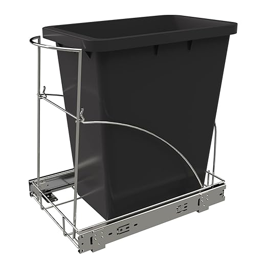 Pull Out Trash Can Under Cabinet & Under Sink - Heavy Duty Sliding Adjustable Cabinet Garbage Can Organizer, Requires Minimum Cabinets Opening 13" W X 18" D,Chrome Finish (Waste Bin Not Included)