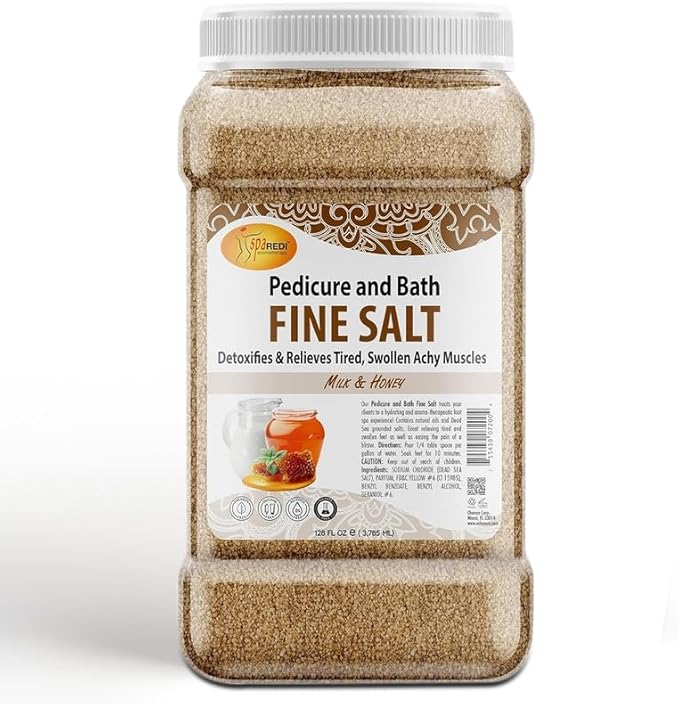 SPA REDI - Detox Foot Soak Pedicure and Bath Fine Salt, Milk and Honey, 128 Oz - Made with Dead Sea Salts, Argan Oil, Coconut Oil, and Essential Oil - Hydrates, Softens and Moisturizes