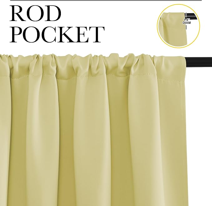 NICETOWN Kitchen Curtains, Short Blackout Curtains & Drapes, Paler Yellow
