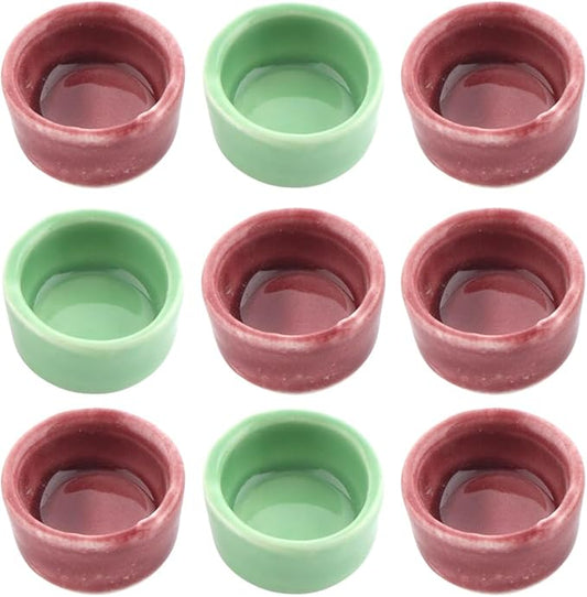 9 Pcs Tarantula Water Bowl Ceramic Mini Dish for Spider Tarantula Hermit Crab Terrarium Breeding Feeders (Colors May Vary)