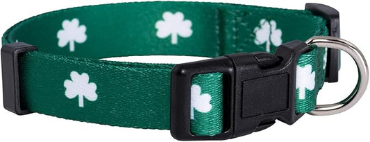 Native Pup St Patricks Dog Collar- Saint Patrick Green Shamrock Pet Collars- St. Patrick’s Lucky Irish- Cute Boy Girl Puppy Gift- Adjustable for Small, Medium, Large Breeds (Shamrock, Small)