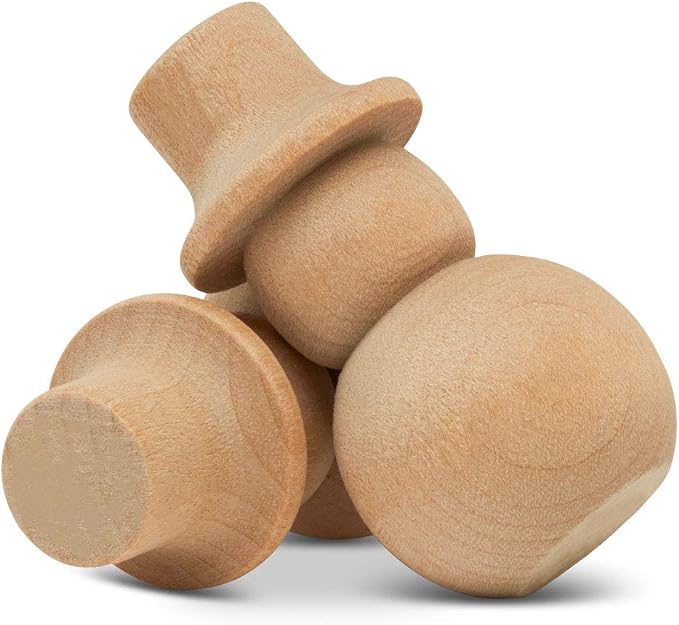 Snowman Peg Dolls 2-1/8 inch, Pack of 50 Wooden Peg Dolls for Christmas Crafting, Nativity Scenes, Holiday Decorations, by Woodpeckers