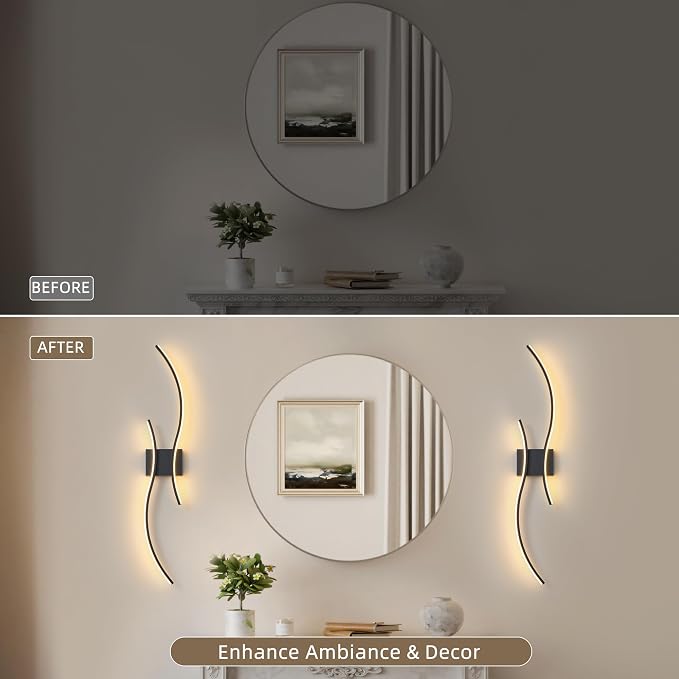Battery Operated Wall Sconces Set of 2, Dimmable Modern LED Rechargeable Wall