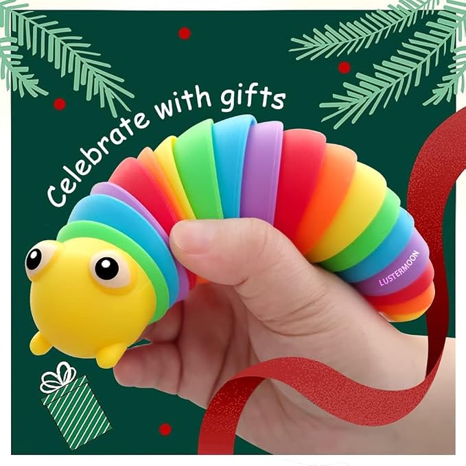 Caterpillar Decompression Toy Ocean Shark Decompression Toys, Stim Toy Decompression Fun Autism ADHD fidgeting Children's Toys Decompression Gift Adults (Rainbow Caterpillars)
