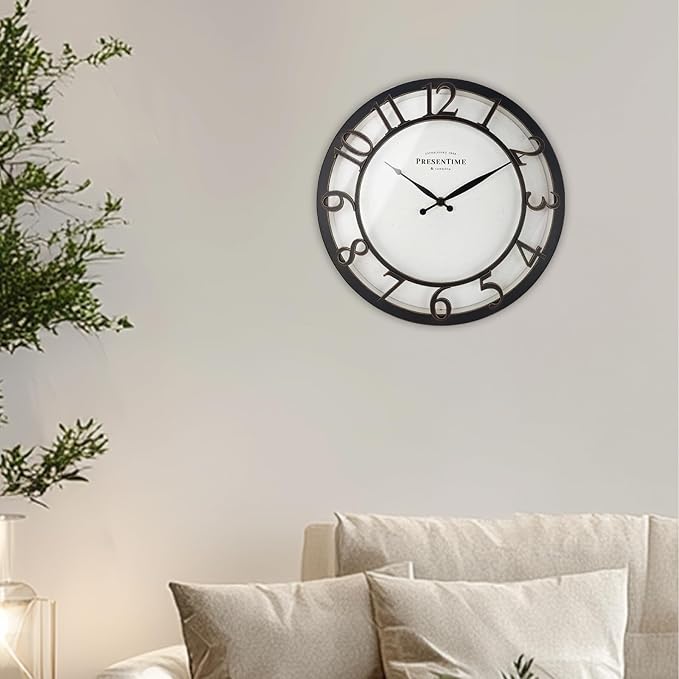 Presentime & Co 13" Farmhouse Series Wall Clock, Vintage Style, Retro Clock