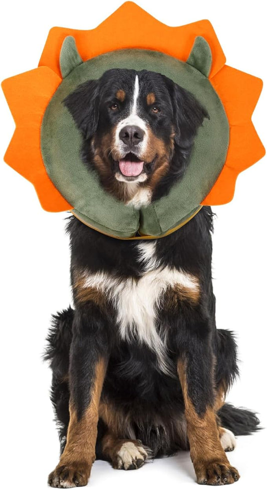 IEUUMLER Inflatable Recovery Dog Collar, Protective Donut Cone, Adjustable Soft Collar for Dog and Cat After Surgery Prevent from Biting & Scratching EU002 - Green Demon L