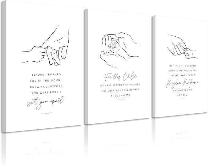 Joocrise Nursery Scripture Wall Art Set of 3 Nursery Bible Verse Wall Decor