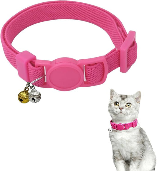 Breakaway Cat Collar with Bell, Safety Buckle Kitten Collar, Elastic Strech Quick Release, Adjustable Lightweight Collars for Girl Boy Cats, Pet Supplies, Accessories, Gifts Rose Red