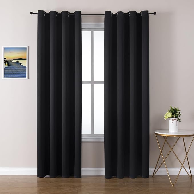 ChrisDowa Blackout Curtains 90 Inches Long 2 Panels Set