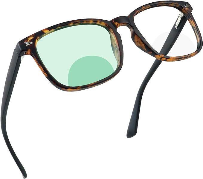 YEIN Bifocal Reading Glasses with Blue Light Blocking Lenses, Bifocal Reader for Women and Men, Vintage Square frame with Spring Hinge (+0.50/+2.50 magnification)