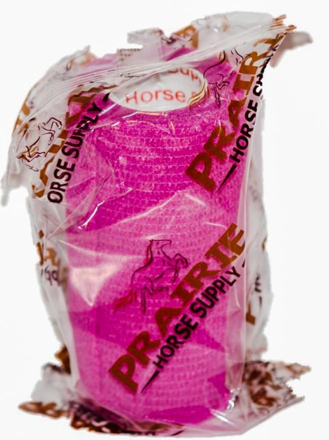 3 Inch Vet Wrap Tape Bulk (Fuchsia) (Pack of 24) Self Adhesive Adherent Adhering Flex Bandage Grip Roll for Dog Cat Pet Horse