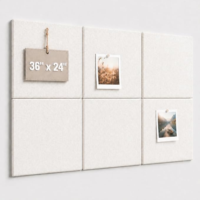 Large Cork Boards for Walls – 36" x 24" Self Adhesive Felt Wall Tiles