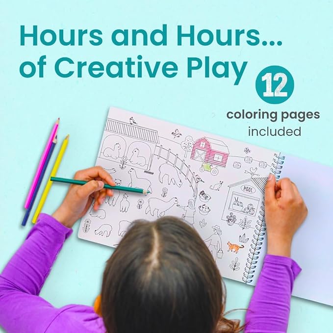 Cupkin Farm Animal Coloring & Sticker Activity Book | 500+ Stickers | Spiral-bound kids craft format with 12 scenes, 12 art pages, side-by-side viewing, and an easy-peel design for ages 2–8