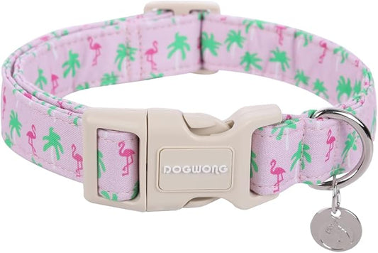 DOGWONG Cotton Dog Collar - Soft Natural Fabric, Spring/Summer Wedding Puppy Necklace for Small to Large Dogs