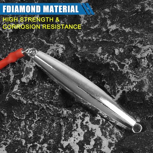 Diamond Jig Saltwater Fishing Lures Casting Jigging Spoon with Tube Tail Stainless Steel Hooks Trolling Lures Striped Bass Metal Jig for Deep Sea Surf Fishing Bottom Dragging Sinking - color: Red, size: 3 oz
