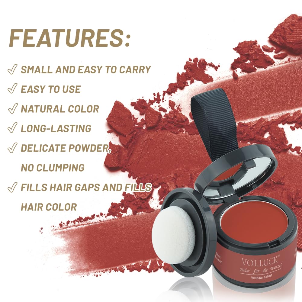 Root Touch Up Hair Powder, Instantly Gray Hair Root Cover Up Hairline Powder, Hair Concealer For Women and Men (A-Red Brown, 2PC)