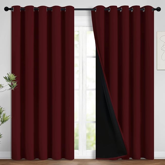 Yakamok 100% Blackout Lined Panels, Room Darkening Thermal Insulated Blackout