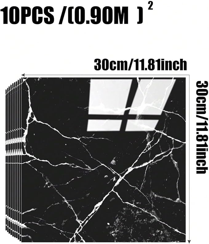 Chejiaye 10pcs Marble Peel and Stick Backsplash Waterproof Washroom Wall Panels
