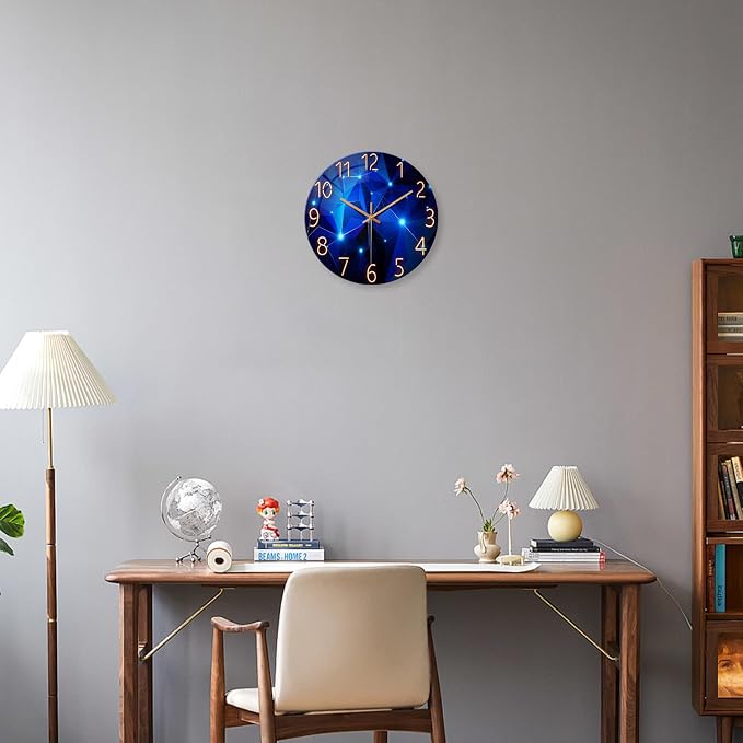Big Wall Clock for Living Room Decor Blue Decorative Wall Clocks Battery