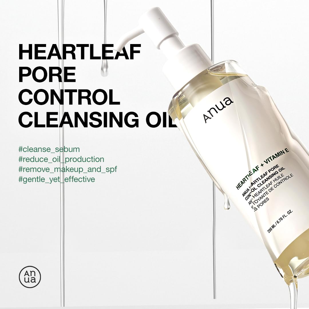 Anua Heartleaf Pore Control Cleansing Oil, Makeup Remover, Korean Skincare 6.76oz