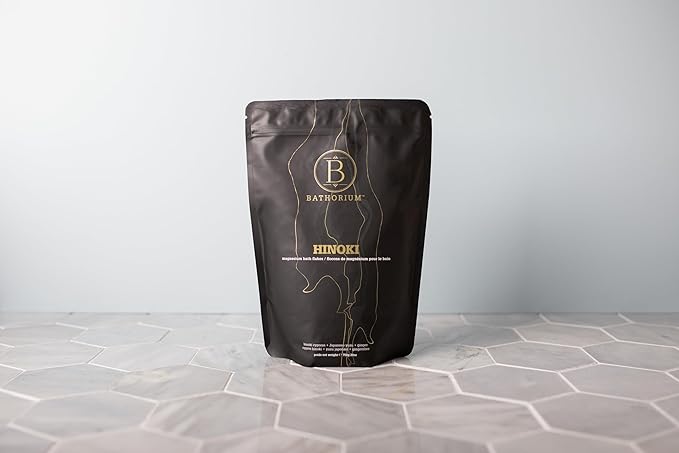 Bathorium Hinoki Mineral Magnesium Chloride Bath Flake, Relaxing Bath Soak with Japanese Hinoki, Detoxifying, pH Balanced for Women, Good for Sensitive Skin, 26 oz