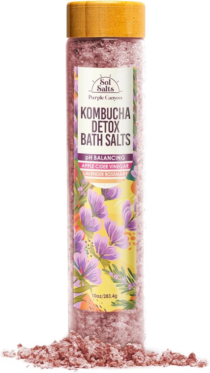 PURPLE CANYON SolSalts Kombucha Detox Bath Salts 10oz - Lavender Rosemary Soak with Apple Cider Vinegar - Detoxifying Spa Experience