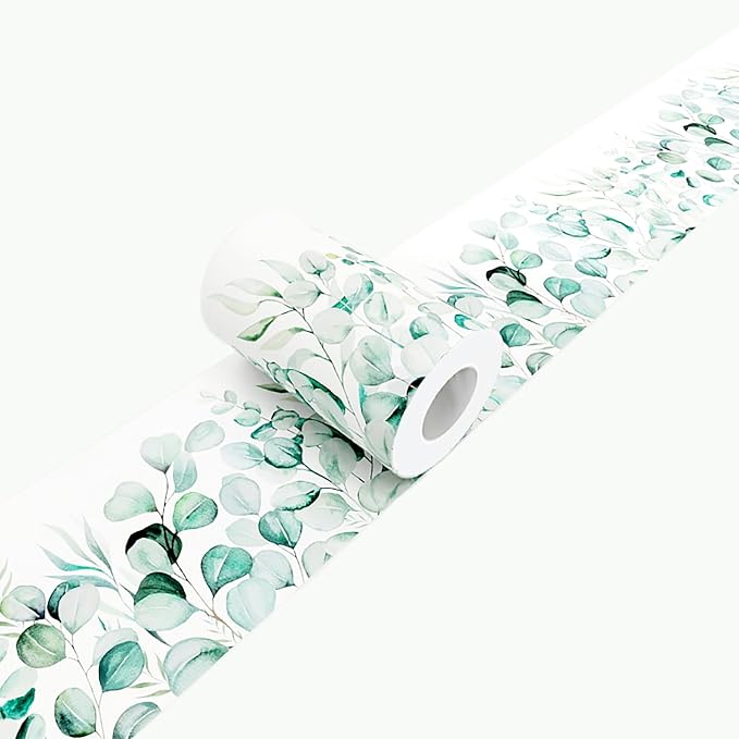 Watercolor Eucalyptus Leaves Wallpaper Border 3.9"X196.8" Peel and Stick Wall