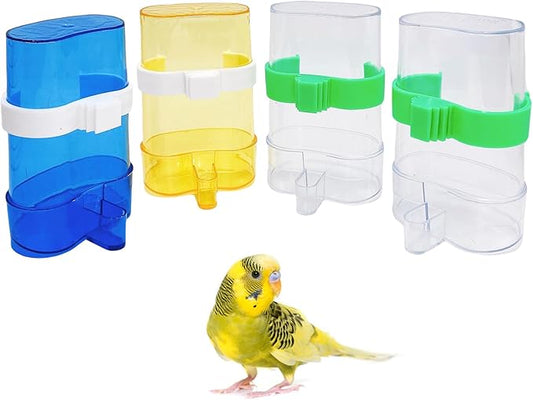 Hamiledyi Parakeet Water Dispenser 4pcs Automatic Bird Water Dispenser Transparent Container Cage Accessories Automatic Feeding for Finch Lovebird Canary Small Birds