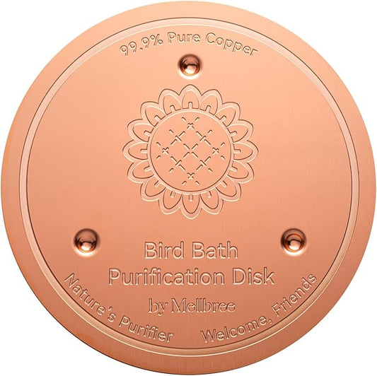 Mellbree Bird Bath Copper Disk, 0.6mm Reinforced 99.99% Pure Copper Cleaning Disk for Physical Safe Clean Water, Universal Fit for Outdoor Birdbath, Bowl, Bird Bath Heater Solar (Sunflower)