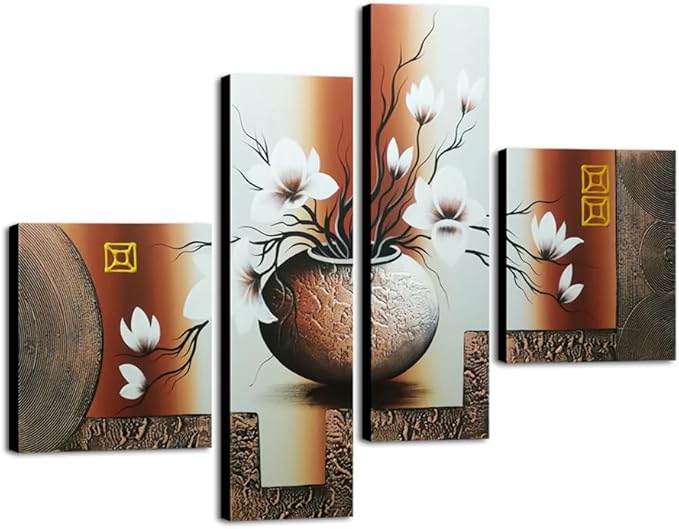 Wieco Art -Stretched and Framed 100% Hand-painted Modern Canvas Wall Art