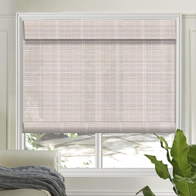 Letau No Drill No Tools Cordless Wood Window Shades Blinds, Bamboo Light