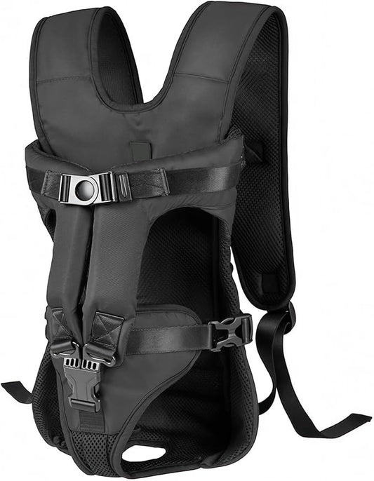 Dog Backpack Carrier, Legs-Out Front Carrier for Small Dogs, Adjustable Breathable Front Carrier for Hiking, Cycling, Travel (Black)