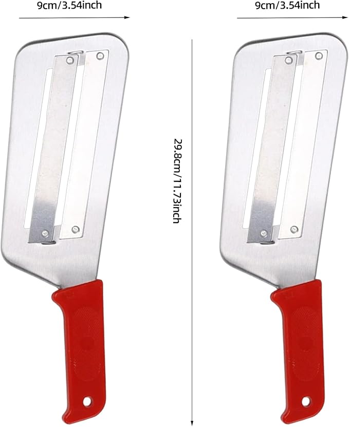 2 Pcs Cabbage Chopper Shredder - Stainless Steel Kitchen Knife for Slicing, Grating & Shredding - Perfect for Sauerkraut, Coleslaw, Vegetables - Sharp Blades, Easy to Clean & Durable (2 Pcs Red)