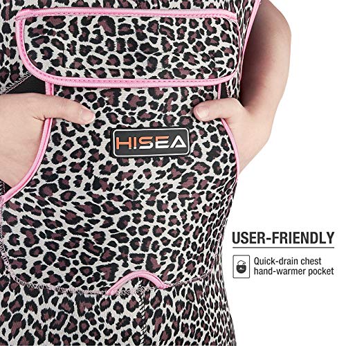 HISEA Women Waders Waterproof 400G Insulated Neoprene Chest Wader for Women - color: Pink Leopard, size: 9