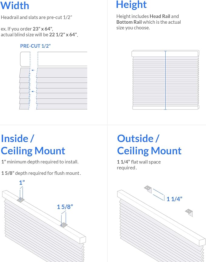 CHICOLOGY Mini Blinds for Indoor Windows – 31"W X 64"H, Kitchens & Apartments