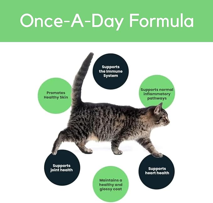 PURRFECTLY Omega-3 Fish Oil for Cats | Premium Senior Blend | Promotes Heart, Immune, Coat & Joint Health | Advanced Alaskan Salmon Oil for Aging Cats | Omega 3, 6 & 9 EPA & DHA (4 Fl Oz (Pack of 1)