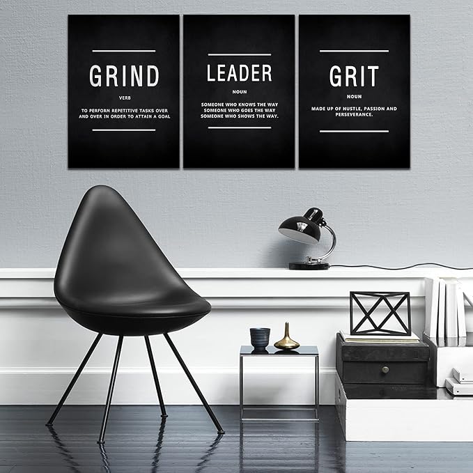 Motivational Grind Grit Leader Wall Art, Canvas Painting Wall Decor
