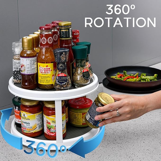 12 inch Lazy Susan Turntable,Acrylic Lazy Susan for Cabinet,Plastic Lazy Susans for Table Top Kitchen Spice Racks