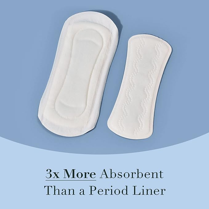 Rael Incontinence Liners for Women, Organic Cotton Cover, Postpartum Essential, Moderate Absorbency, Bladder Control, 4-Layer Core with Leak Guard Technology (Long, 72 Count)