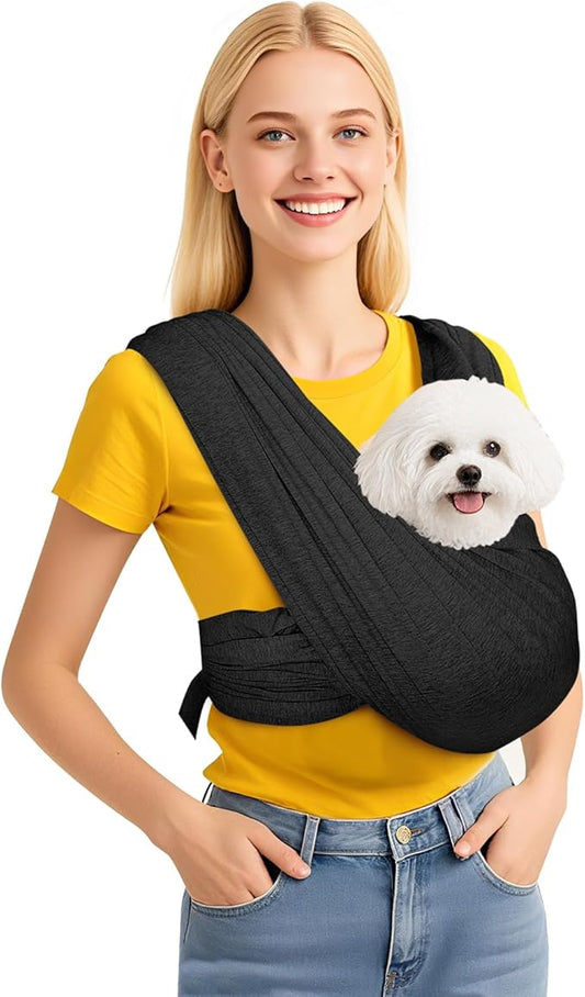 Dog Carrier Sling, Pet Carry Slings Front Pack, Adjustable Dog Carriers for Small Dogs, Portable Pet Carrier for Dogs, Dog Backpack Carrier (Black)