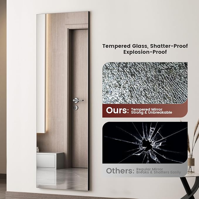 Kosmonia 71x28 Frameless Full Length Silver Coating Mirror w/Distortion Free